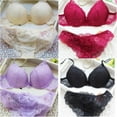 thumbnail image 6 of Sexy Women Push up Padded Bra Floral Embroidered Lace Briefs Bra Panties Underwear Suit, 6 of 7