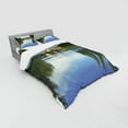 thumbnail image 2 of Ambesonne Nature Bedding Set 4 Pcs, River Bridge Town Trees, Queen, Green Blue, 2 of 2