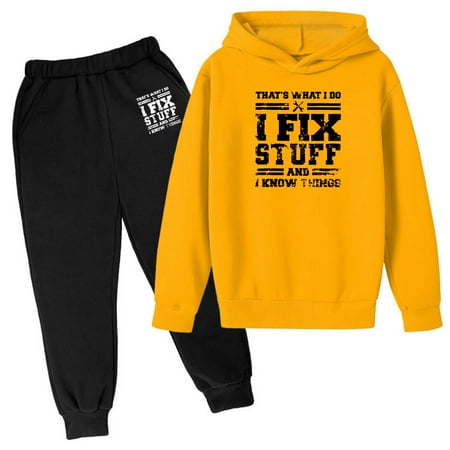 Boys Outfits & Set Autumn and Winter Children s Hoodie Pullover Printed Casual Long Sleeve Wear Set