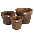 thumbnail image 1 of Gymax 3 pcs Wooden Planter Barrel Set Decorative Flower Bed Multiple Size, 1 of 10