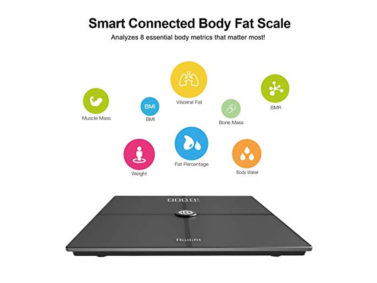 Rollifit Premium Smart Scale - Body Fat Scale with Fitness APP & Body Composition Monitor Works w/ Android/iPhone 8/iPhone X Black - image 3 of 6
