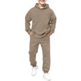 thumbnail image 2 of CCRFTGI Sweatsuit for Boys 2 Piece 10-12 Essentials Casual Outfits Fashion Fall Spring Long Sleeve Hoodie Sweatshirt Sweatpant Sets Athletic Jogger Outfits Khaki 12-13Y, 2 of 6