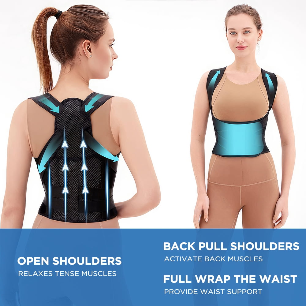 PEPWELL Adjustable Back Brace Posture Corrector for Men & Women, Upper & Lower Back Support, Breathable Mesh Spinal Alignment Brace for Posture Improvement, Spine Corrector, S/M/L Sizes