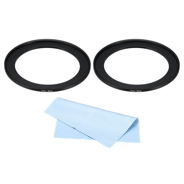 Unique Bargains 77mm-95mm Step Up Ring with Cleaning Cloth, 2 Pack Camera Lens Filter Adapter Ring, Black