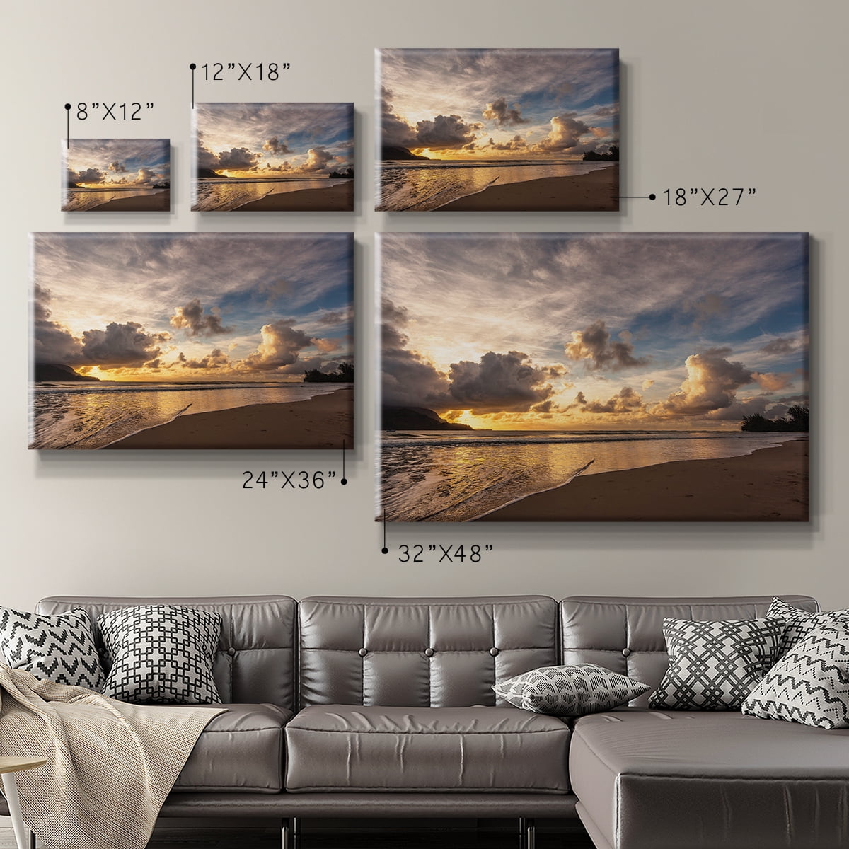 Wexford Home Sunset in Hanalei Bay Premium Gallery Wrapped Canvas, 12" x 18" - Ready to Hang