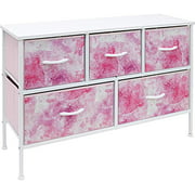 Sorbus Dresser with 5 Drawers - Furniture Storage Chest for Kid?s, Teens, Bedroom, Nursery, Playroom, Clothes, Toys - Steel Frame, Wood Top, Fabric Bins (Tie-Dye Pink)