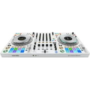Pioneer DJ DDJ FLX10 Limited Edition 4-Channel DJ Controller for rekordbox and Serato - White Bundle with Laptop Stand, Gearlux Headphones, and Austin Bazaar Polishing Cloth