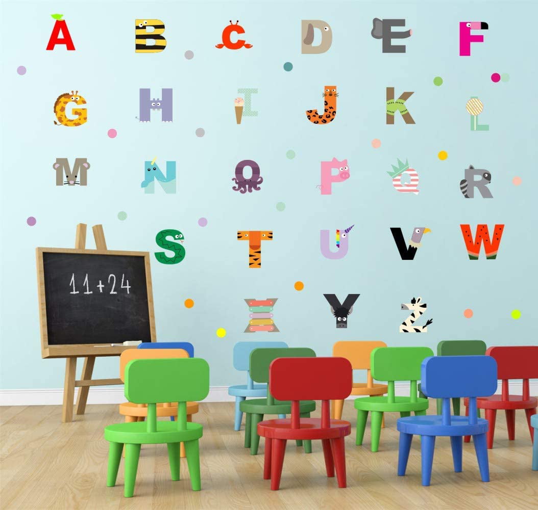26 Animals Alphabet Wall Decal Removable Sticker Educational Gift Kid Room Decor 