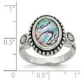 thumbnail image 5 of Stainless Steel Polished and Antiqued Imitation Abalone and CZ Ring Size: 9; for Adults and Teens; for Women and Men, 5 of 6