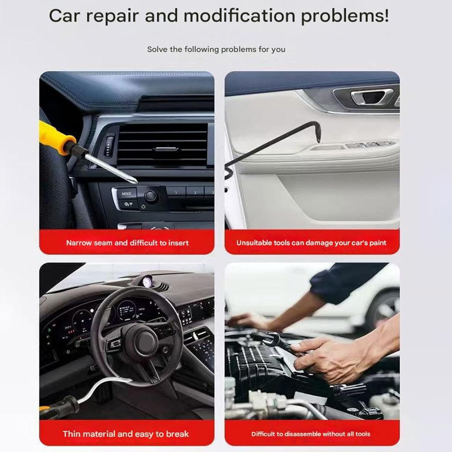 Car Repair Pry Plate Tools, 7PCS Auto Trim Removal Tool Kit, Stainless Steel Fastener Removal for Car Door Clip Panel & Audio Dashboard Dismantle 1PCS
