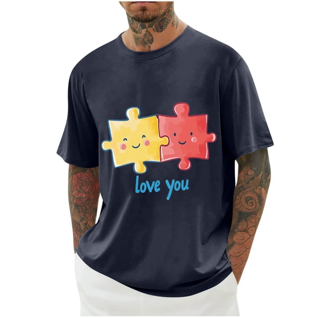 Camisas de Manga Larga para Hombres Imprimir Casual Cuello Redondo Blusa de Manga Corta, Camisas de Lino para Hombres
