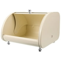 Bread Box for Kitchen Countertop Made of Sturdy Carbon Steel with Sealing Lid Beige Color Small Size