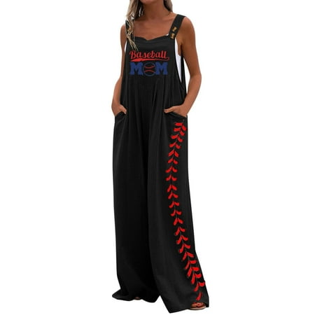

Overalls for Women Loose Fit Funny Baseball Mom Jumpsuit Mother s Day Gift Vintage Wide Leg Baggy Bib Overalls