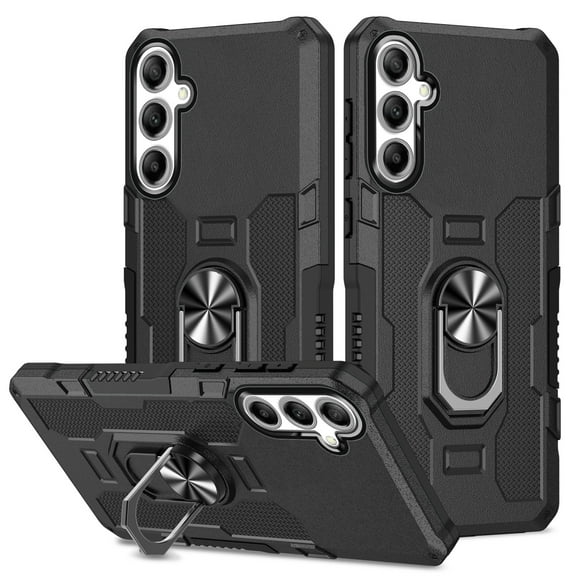 Compatible for Samsung Galaxy S25 Case with Kickstand & Slide Camera Cover, Built-in 360° Rotate Ring Stand Magnetic Car Military Grade Shockproof Phone Cover Case for Samsung Galaxy S25,Black