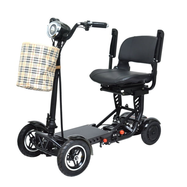 Scooter de mobilité de voyage compact pour personnes âgées, scooter  électrique à 4 roues avec siège large pliable, couleur noire 
