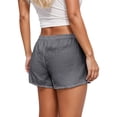 thumbnail image 6 of PIMSSY Women Shorts Casual Striped Drawstring Shorts High Waist Comfortable Summer Beach Shorts With Pockets For Outdoor Activities Relaxed Fit Solid Color Bottoms, 6 of 6
