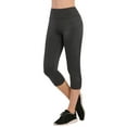 thumbnail image 3 of Women's Knee Length Capri Leggings with Pockets High Waisted Workout Exercise Yoga Pants, Dark Grey Small, 1 Pack, 3 of 3