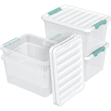 4-pack 35 Quarts Large Latching Storage Boxes, Clear Plastic Organizer Tote Bins with Lids
