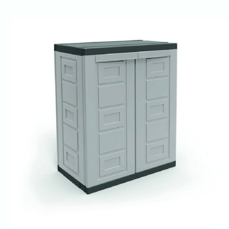Cabinet Garage Organizer - Contico 2 Shelf Plastic Garage Home Storage Organizer Base Utility Cabinet, Gray