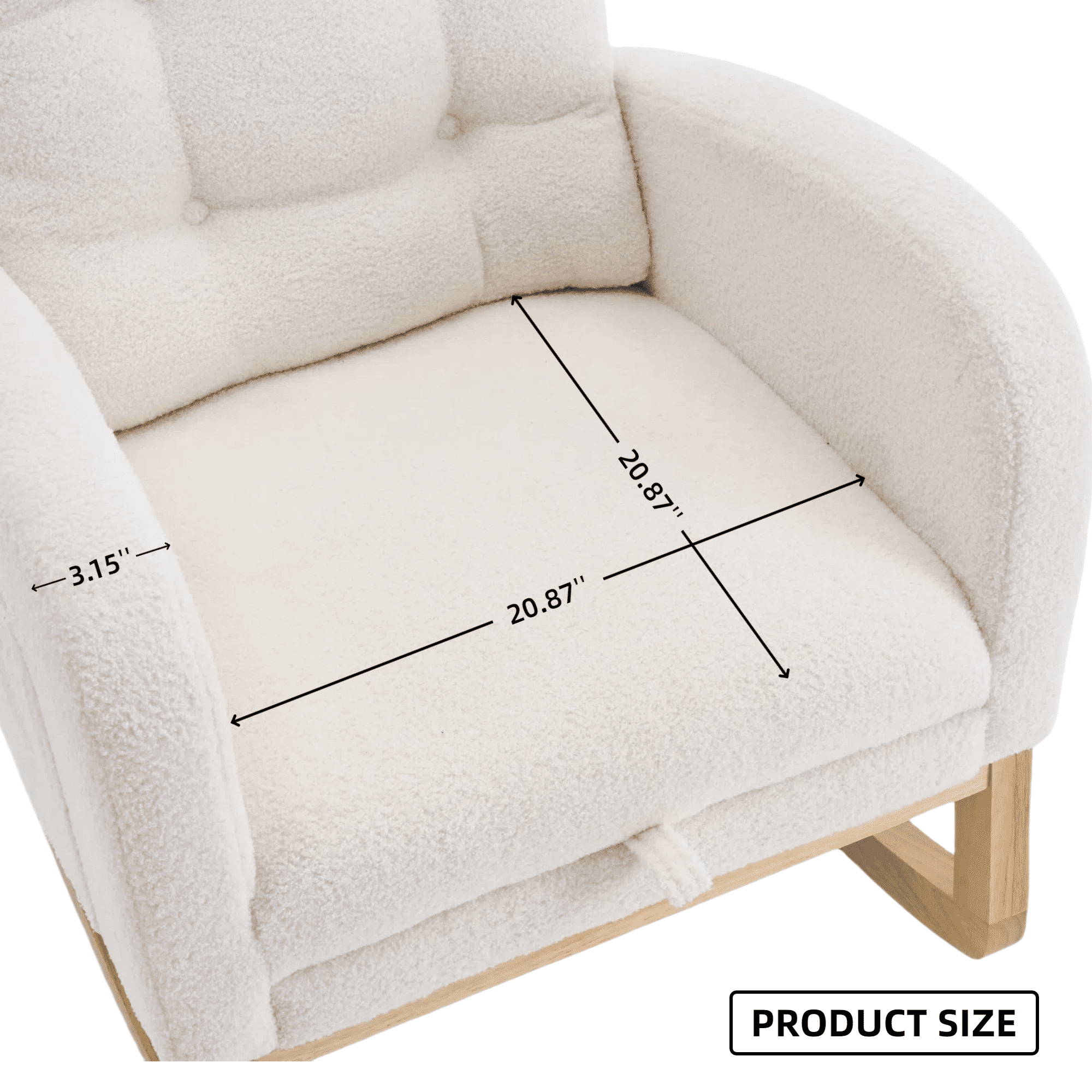 AOOWOW Teddy Nursery Rocking Chair with Retractable Foot Rest,Glider Rocking Chair,  Beige White
