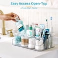thumbnail image 4 of Sindcom 5 PCS Bathroom Countertop Organizer, 4 Qtip Holder Jars with 1 Divided Tray, Restroom Clear Organizers for Floss, Cotton Pads Balls, Toothbrush, Bathroom Vanity Accessories Storage Set, 4 of 8