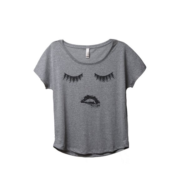 Thread Tank Lips And Lashes Women's Relaxed Slouchy Dolman T-Shirt Tee Heather Grey Small