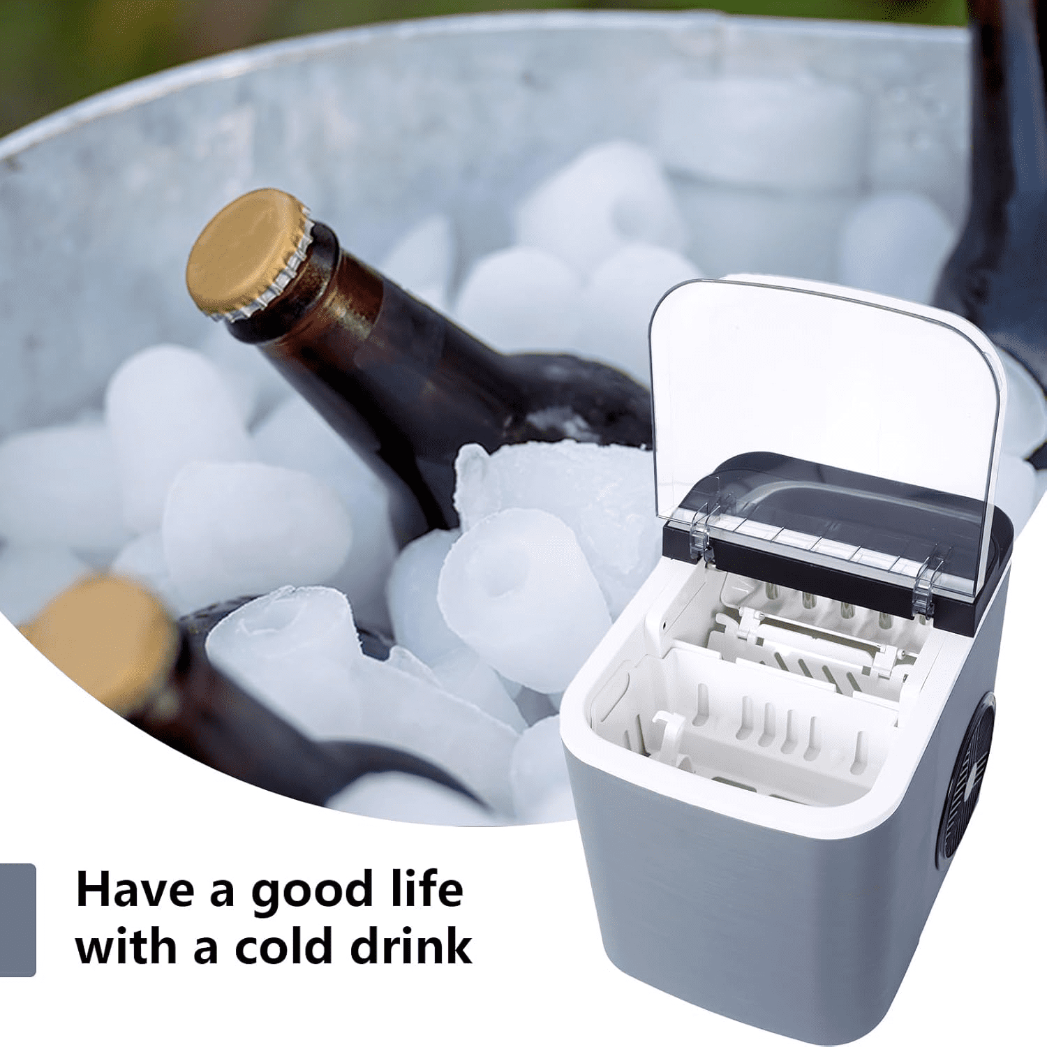 Urday Countertop Ice Maker Machine, 26 lbs in 24 Hours, 9 Ice Cubes Ready in 6 Mins, Portable Self-Cleaning Ice Machine with Ice Basket and Scoop for Home, Kitchen, Office, Bar