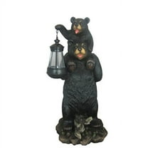 DWK Lamp Unto My Feet Bear and Cub 19" Outdoor Statue and Solar Lantern for Porch Decoration and Home Décor Rustic Yard Art Outdoor Statues and Figurines