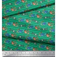 thumbnail image 3 of Soimoi Green Cotton Voile Fabric Stripe & Love Text Print Fabric by the Yard 42 Inch Wide, 3 of 3