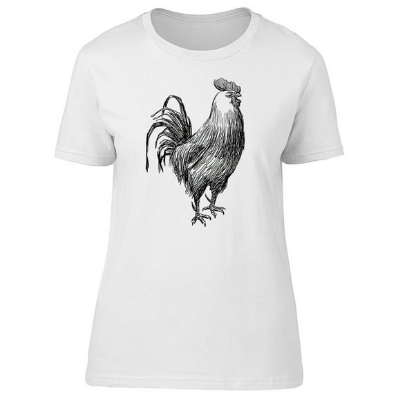 Cool Vintage Rooster Sketch T-Shirt Women -Image by Shutterstock, Female XX-Large