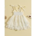 thumbnail image 3 of GXFC Toddler Girls Summer Solid Dress Kids Girls Sleeveless Sling Ruffle Princess Dress Casual One Piece Dress for Beach Party 1-5T, 3 of 9