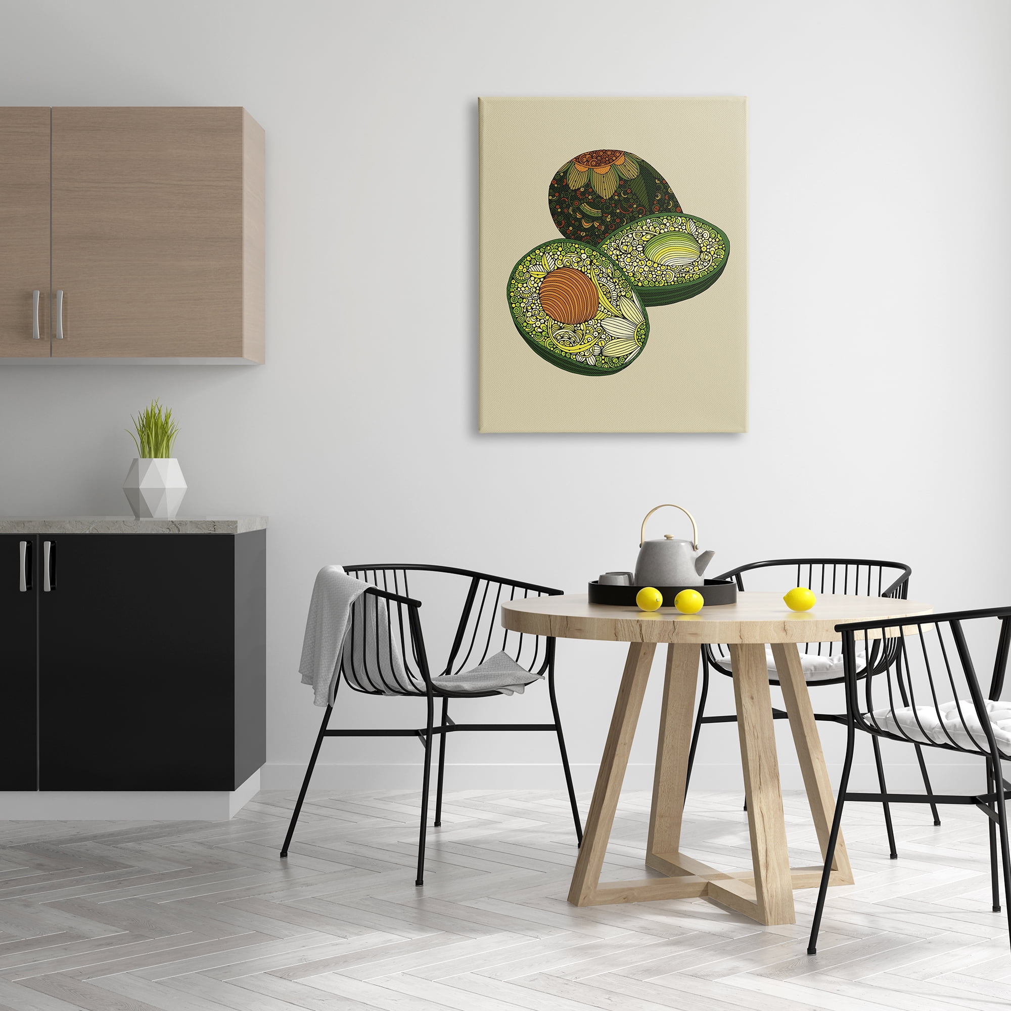 Stupell Industries Intricate Floral Pattern Avocado Fruit Still Life Graphic Art Gallery Wrapped Canvas Print Wall Art, Design by Valentina Harper