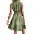 thumbnail image 4 of ZAXARRA Femmes une-Ligne Robe Sans Manches Cou Froncé Casual Partie Robe Courte d'Été avec Ceinture, 4 of 5