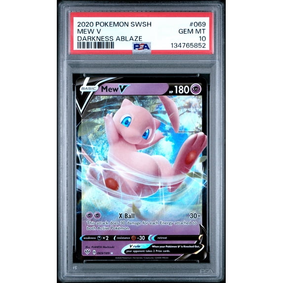 Graded 2020 Pokemon SWSH Darkness Ablaze Mew V #069 Sword & Shield Trading Card Game PSA 10 Gem Mint