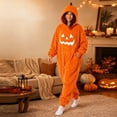 thumbnail image 6 of LILIYA Pumpkin Print Adult Onesie, Cozy Hooded Jumpsuit, Long Sleeve Pajamas for Couples, Soft Bodysuit with Deep Pockets, Warm Holiday Loungewear Suit, 6 of 8