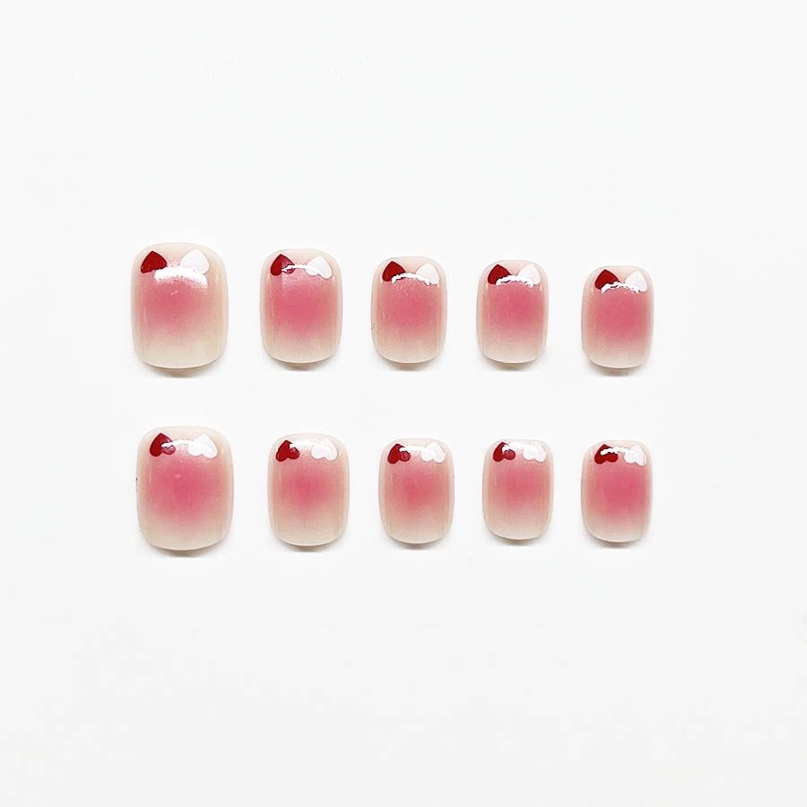Short Almond Nail Sweet Blush Nail Classic Versatile Gentle Love Detachable Wearable Nail False Nail Nail Film