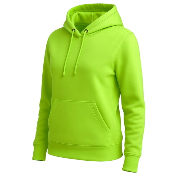 Womens Neon Hooded Pullover Sweatshirt Casual Long Sleeves Green Eulene Fleece Hoodie (S)