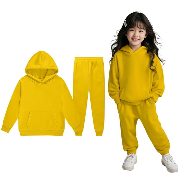 Toddler Tracksuit Athletic Sweatsuits Sets 2PC Long Sleeve Solid Tracksuit Pullover Hoodie Sweatpants Fall Clothes Little Girls Clothes 3-4 Years