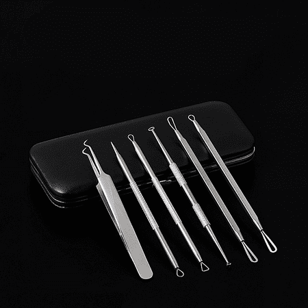 Peralng Professional Surgical Blackhead Remover Tools, Blemish and Splinter Acne Pimple Removal Kit, Come Done Extractor Tool for Whitehead, Pimples and Zit Popper Leather Case, Pack of (Best Treatment For Pimples And Acne At Home)