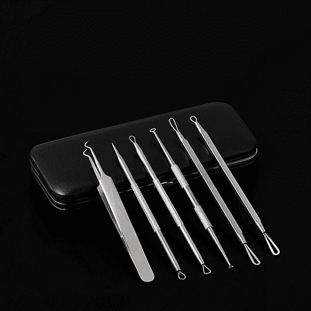 Peralng Professional Surgical Blackhead Remover Tools, Blemish and Splinter Acne Pimple Removal Kit, Come Done Extractor Tool for Whitehead, Pimples and Zit Popper Leather Case, Pack of (Best Antibiotic For Acne And Pimples)