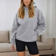 thumbnail image 5 of SwiftWear Women's Oversized Pullover Hooded Sweatshirt with Back Lettering, Fall Winter Casual Wear Hoodie with Front Pockets Gray, 5 of 6