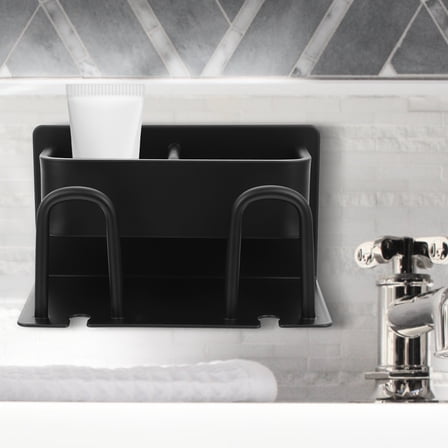 OULII Wall Mounted Toothbrush Rack Aluminum Rustic Bathroom Decor Black