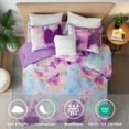 thumbnail image 3 of Intelligent Design 4 Piece King/Cal King Size Watercolor Tie Dye Printed Bedding Set, Lavender Comforter Set with Throw Pillow, 3 of 8