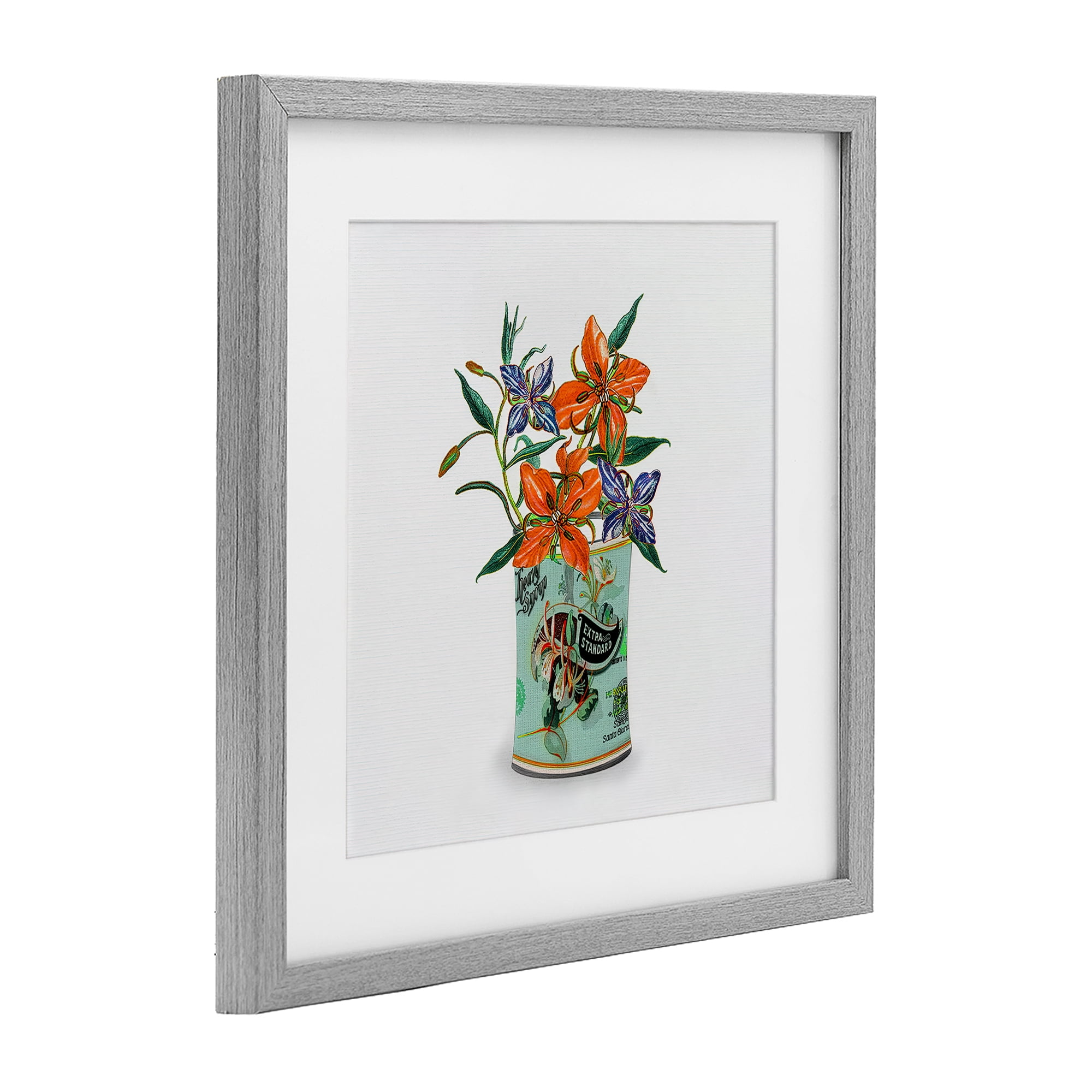Stupell Industries Lilies in Retro Tin Gray Framed Print Under Glass, design by Val Rhodes