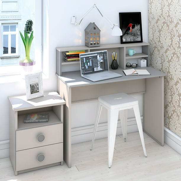 Escritorio KIDS PLAYCON Organizador Superior Cubierta Resistente a Rallones Tablero Laminado Texturizado Lino Luna