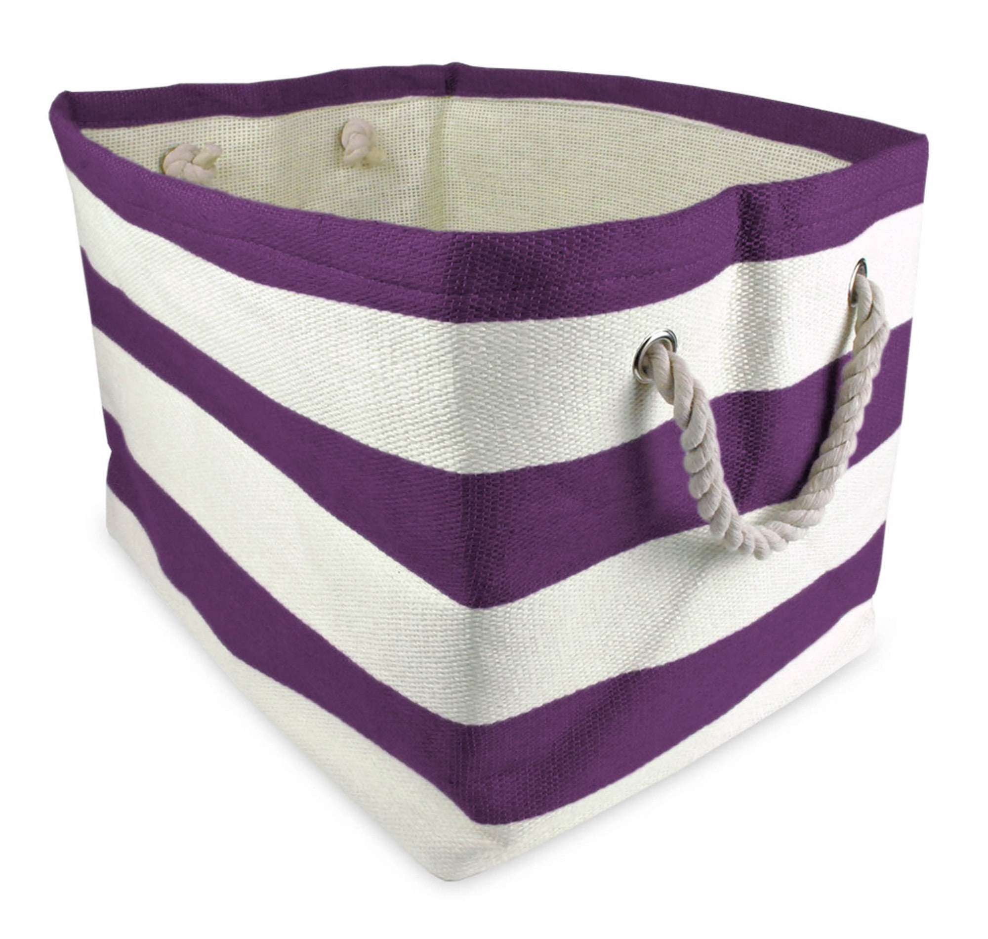 17" Purple and White Stripe Storage and Laundry Bin
