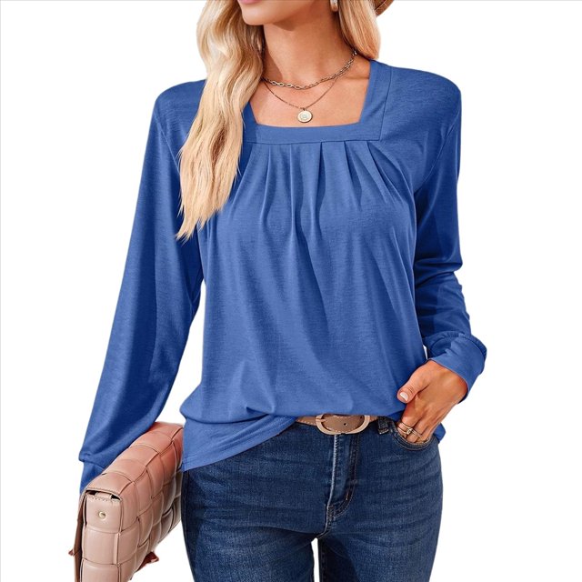 Túnica de Larga para Mujer, Color Azul Elegante, Talla S