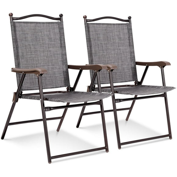 Costway Set of 2 Folding Sling Back Chair Camping Deck Patio Garden Beach