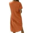 thumbnail image 4 of Women's Summer Round Neck Short Sleeve Solid Basic T-Shirt Casual Midi Dress with Pockets, 4 of 5