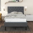 thumbnail image 2 of Upholstered Linen Platform Bed, Twin Size, Gray, 2 of 9